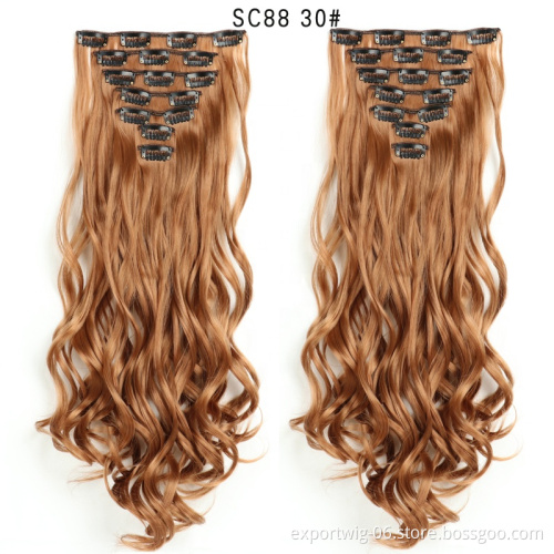 Lightest Blonde Clip in hair extension 22 inches straight full head set of  clip in synthetic clip hair extensions